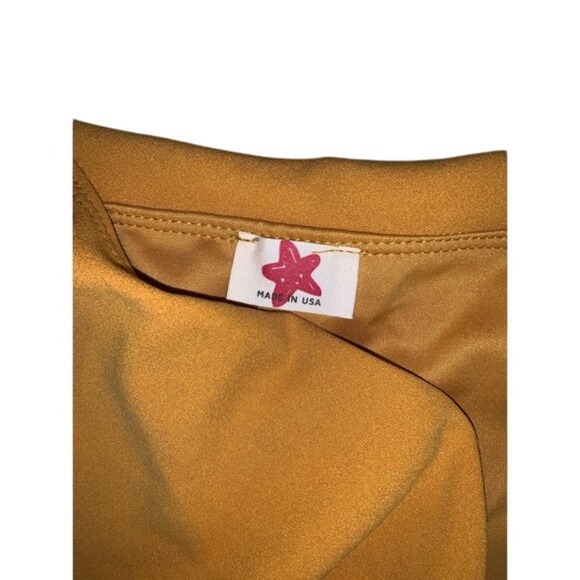 Forever 21 Mustard Yellow Bodycon Dress Off Shoulder Ruffle Short Mini - Picture 3 of 4